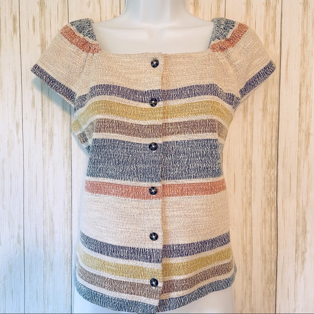 Madewell Button Top with Cap Sleeves